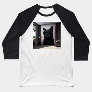 Ai generated black cat wearing sunglasses, painted onto a wall, Expressive Art Sticker Baseball T-Shirt